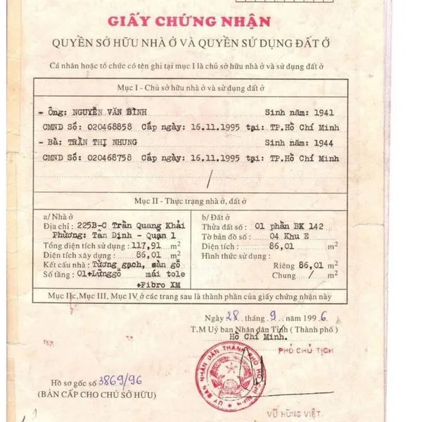 Bán nhà  225B - 225C&nbsp;Trần Quang Khải, Phường Tân Định, Quận 1