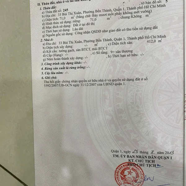 Bán khách sạn 33 Bùi Thị Xuân, P. Bến Thành, Quận 1