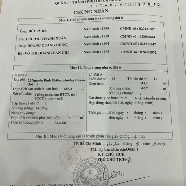 Bán toà nhà 22 Nguyễn Bỉnh Khiêm, P. Tân Định, Quận 1