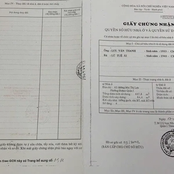 Bán nhà 63 đường Mai Thị Lựu, Phường Đa Kao, Quận 1