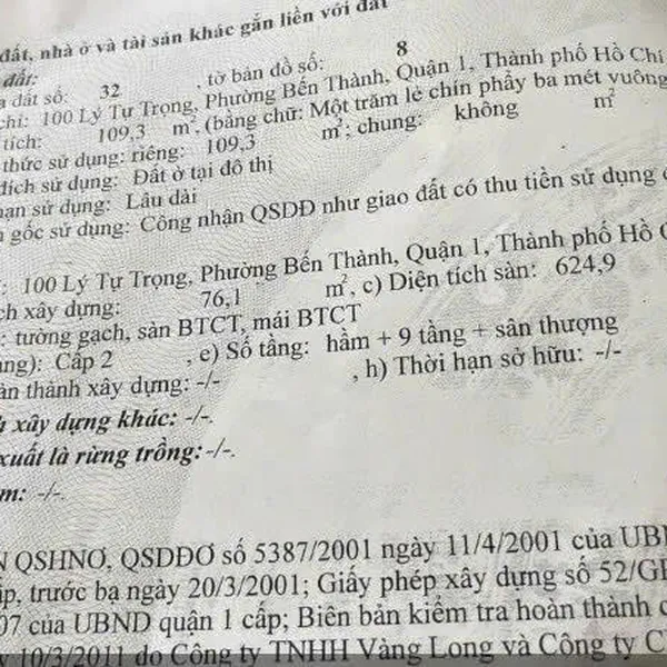 Bán khách sạn 100 Lý Tự Trọng, P. Bến Thành, Quận 1