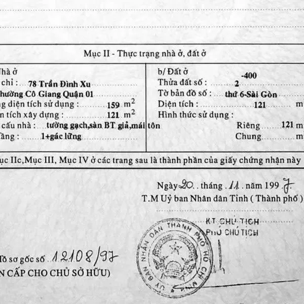 Bán nhà 78 - 80 Trần Đình Xu, Phường Cô Giang, Quận 1