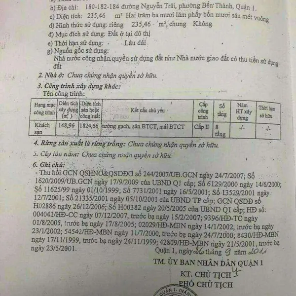 Bán khách sạn 180 - 182 -184 Nguyễn Trãi, P. Bến Thành, Quận 1