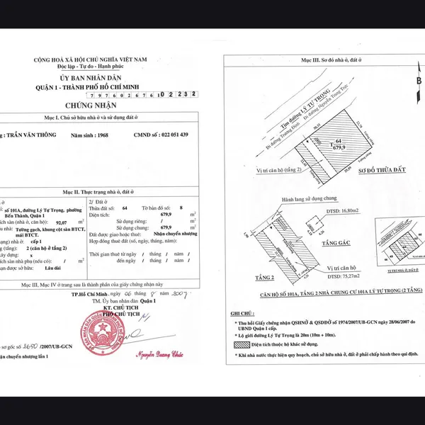 Bán nhà 101A Lý Tự Trọng, Phường Bến Thành, Quận 1