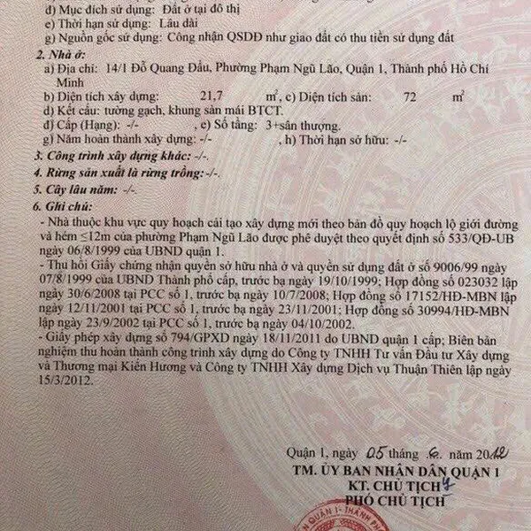 Bán khách sạn Quận 1, số 16 + 18 + 14/1 Đỗ Quang Đẩu, P. Bến Thành