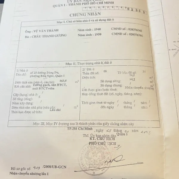 Bán nhà 25 Đông Du, Phường Sài Gòn, Quận 1