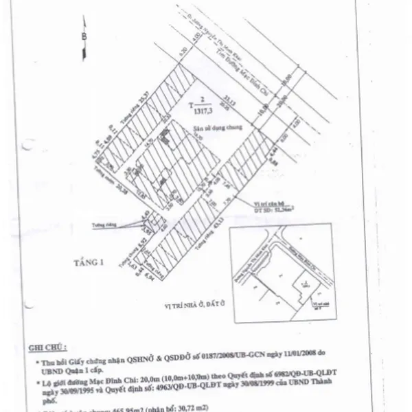 Bán quỹ đất 9 Mạc Đỉnh Chi, P. Sài Gòn, Quận 1
