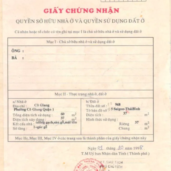 Bán nhà 144 Cô Giang Quận 1 góc 2 mặt tiền chính chủ