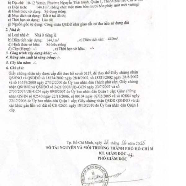 Bán nhà 10&nbsp;- 12&nbsp;đường Yersin,&nbsp;Phường Nguyễn Thái Bình, Quận 1