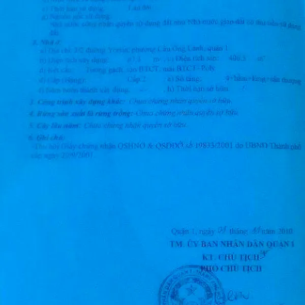 Bán khách sạn 7 - 9&nbsp;Yersin, Phường Cầu Ông Lãnh, Quận 1