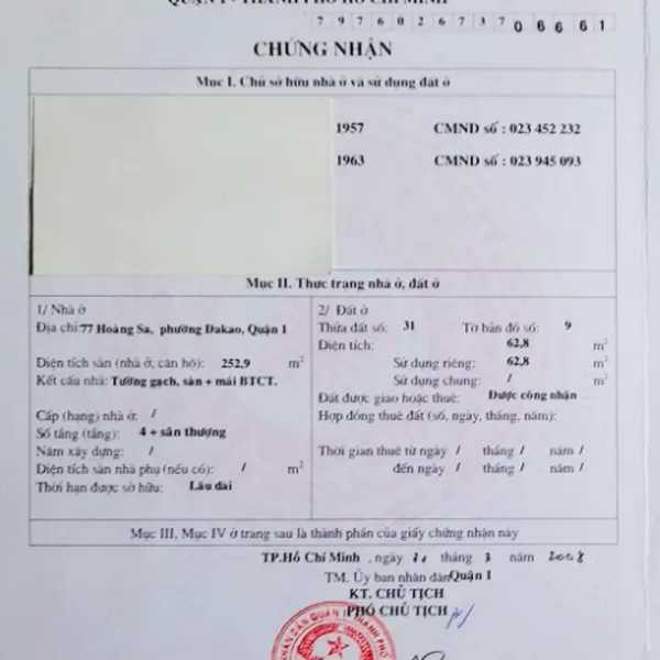 Bán nhà 77 Hoàng Sa, Phường Đa Kao, Quận 1