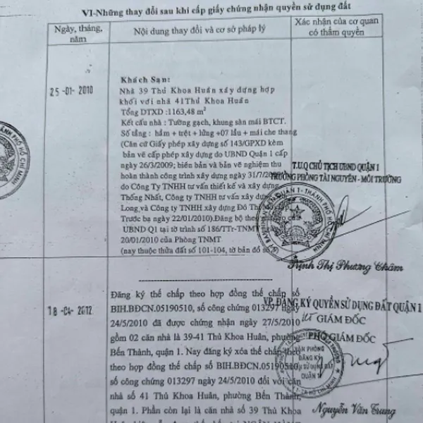 Bán khách sạn số 39 - 41&nbsp;đường Thủ Khoa Huân,&nbsp;Phường Bến Thành, Quận 1