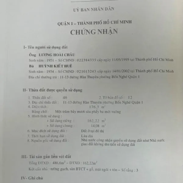 Bán nhà 11-13 Hàn Thuyên, Phường Bến Nghé, Quận 1