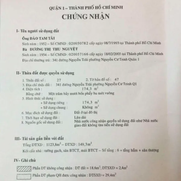 Bán nhà 341 Nguyễn Trãi, Phường Nguyễn Cư Trinh, Quận 1