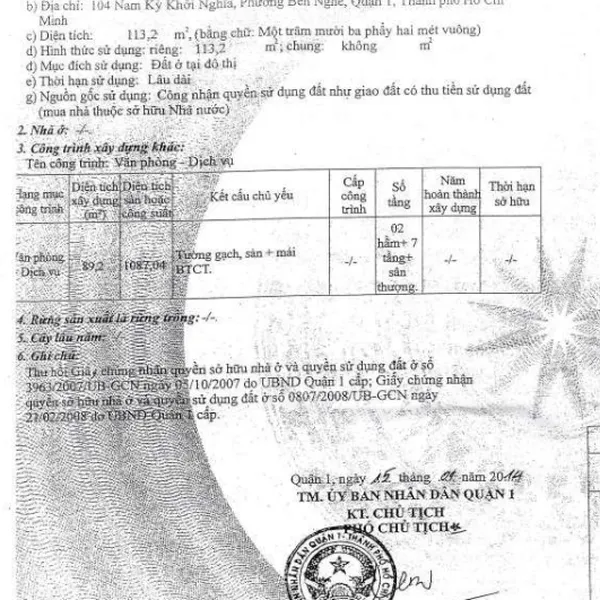 Bán tòa nhà 104 Nam Kỳ Nghĩa, Phường Bến Nghé, Quận 1