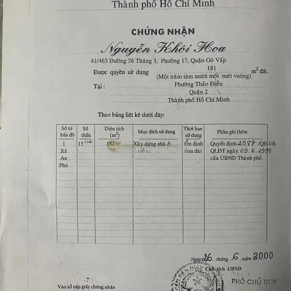 Bán nhà 5 – 7 Đường Số 38, Thảo Điền, Quận 2