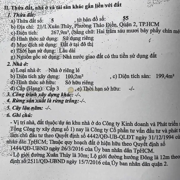 Bán biệt thự Thảo Điền số 21/1 Xuân Thuỷ, Quận 2