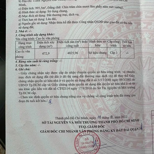 Bán toà nhà 11 Bis Nguyễn Gia Thiều, Phường Võ Thị Sáu, Quận 3