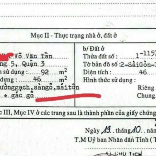 Bán nhà 291A Võ Văn Tần, Phường Bàn Cờ, Quận 3