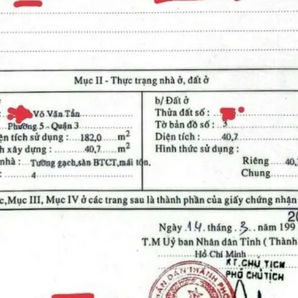 Bán nhà 291A Võ Văn Tần, Phường Bàn Cờ, Quận 3