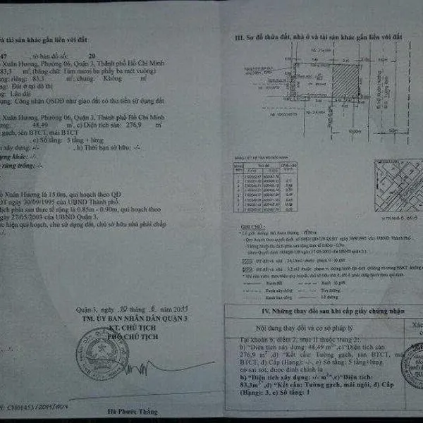 Bán nhà 2H Hồ Xuân Hương, P. Xuân Hoà, Quận 3