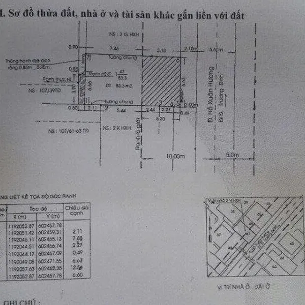 Bán nhà 2H Hồ Xuân Hương, P. Xuân Hoà, Quận 3