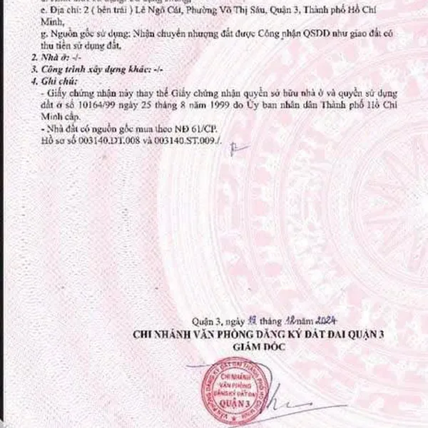 Bán đất 2&nbsp;Lê Ngô Cát, Phường Võ Thị Sáu, Quận 3