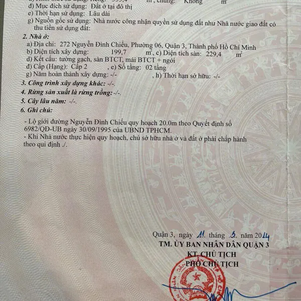 Bán nhà 272&nbsp;đường Nguyễn Đình Chiểu,&nbsp;Phường Võ Thị Sáu, Quận 3