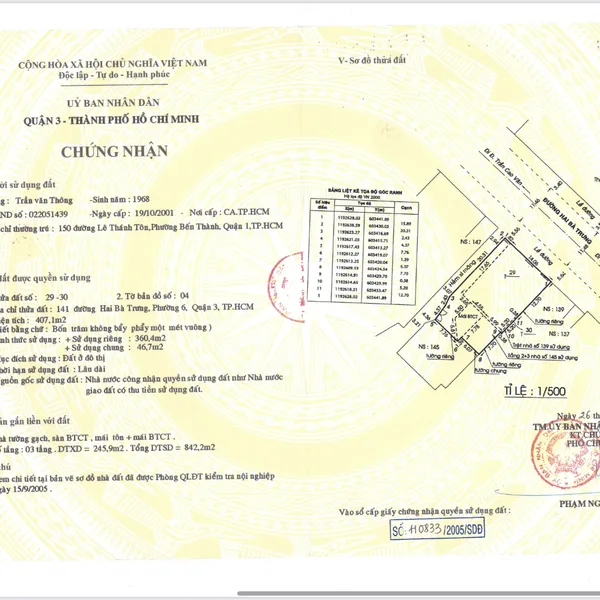 Bán nhà 141&nbsp;Hai Bà Trưng, Phường Xuân Hòa, Quận 3