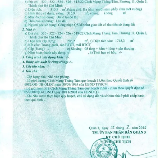 Bán nhà 520 CMT8, Phường Nhiêu Lộc, Quận 3