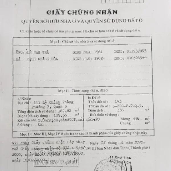 Bán tòa nhà 111&nbsp;đường Lý Chính Thắng,&nbsp;Phường Võ Thị Sáu,&nbsp;Quận 3