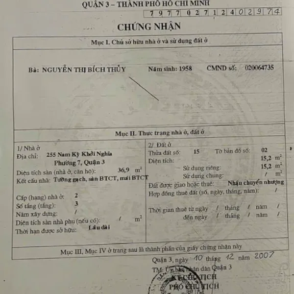 Bán nhà 255 Nam Kỳ Khởi Nghĩa, P14, Quận 3