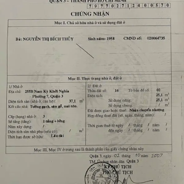 Bán nhà 255 Nam Kỳ Khởi Nghĩa, P14, Quận 3