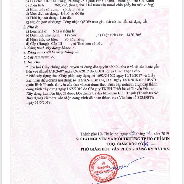 Bán toà nhà 107 Tân Cảng, P. Thạnh Mỹ Tây, Quận Bình Thạnh