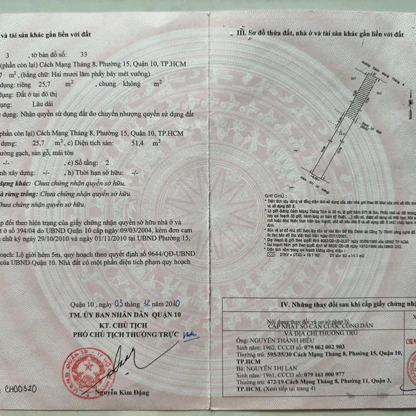 Bán đất 565 - 567 CMT8, P. Diên Hồng, Quận 10