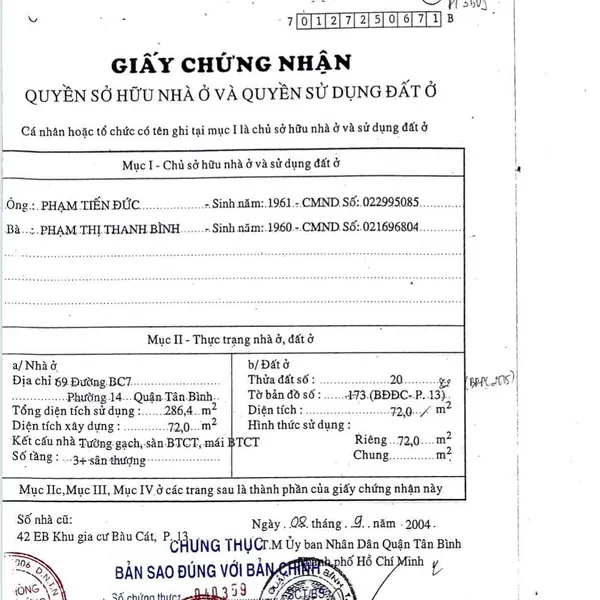 Bán nhà 63 - 65 - 67 Bàu Cát 7,&nbsp;P. Tân Bình, Quận Tân Bình