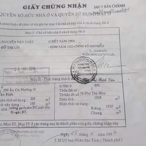 Bán đất số 292&nbsp;Âu Cơ,&nbsp;&nbsp;Phường 10,&nbsp;Quận Tân Bình