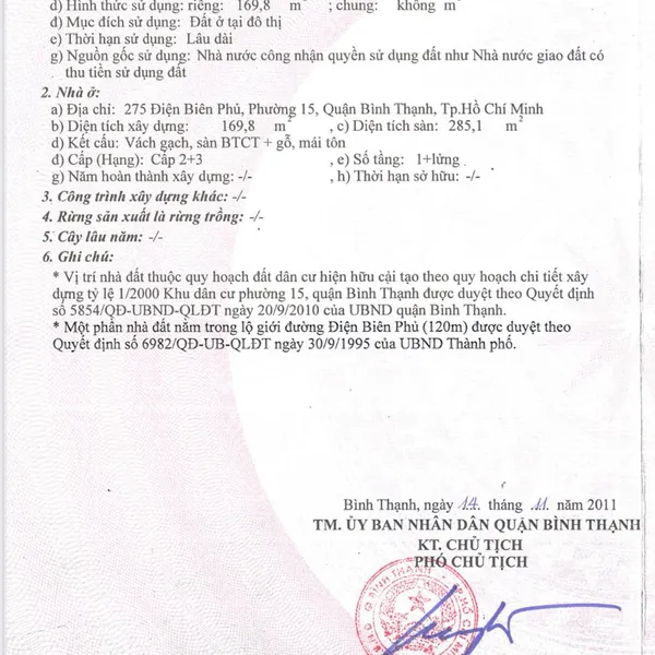 Bán nhà 275 Mặt tiền đường Điện Biện Phủ, P15, Quận Bình Thạnh