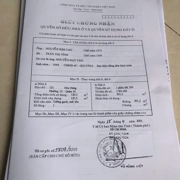 Bán nhà 121 Hòa Hưng, Phường 12, Quận 10