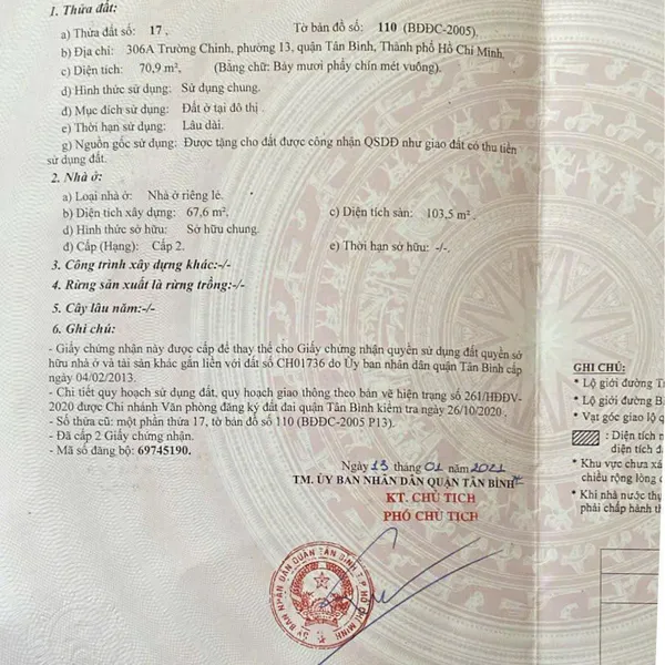 Bán nhà 306A Trường Chinh,&nbsp;P. Tân Bình, Quận Tân Bình