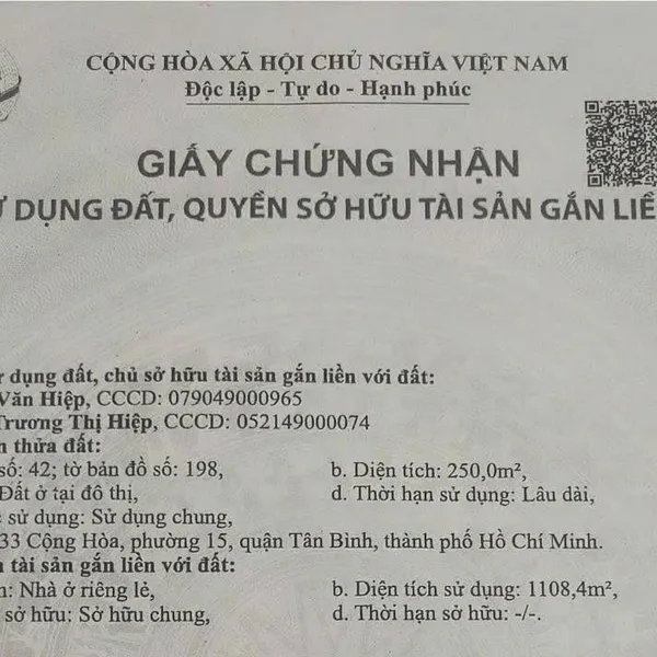 Bán toà nhà 433 Cộng Hòa, Phường 15, Quận Tân Bình