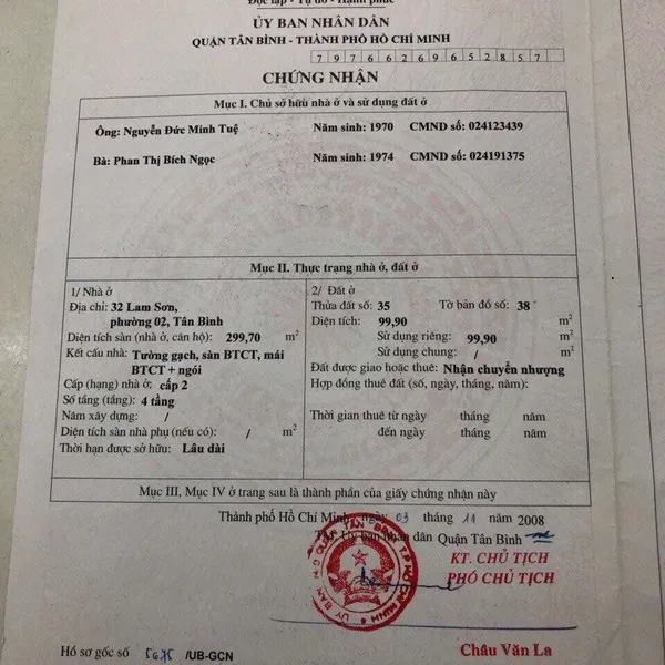 Bán nhà 32 Lam Sơn, P. Tân Sơn Hoà, Quận Tân Bình