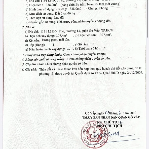 Bán nhà 1191 - 1191A Lê Đức Thọ, P. An Hội Tây, Quận Gò Vấp