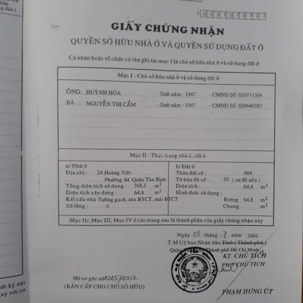 Bán nhà 24 Hoàng Việt, P. Tân Sơn Nhất, Quận Tân Bình