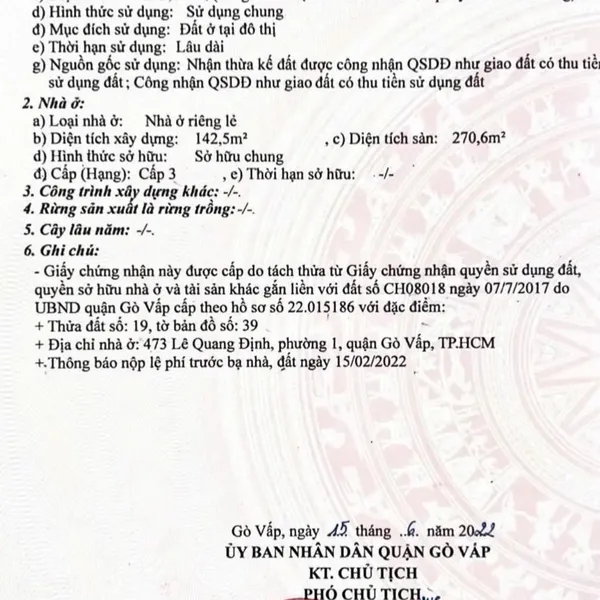 Bán toà nhà 473 Lê Quang Định, P1, Quận Gò Vấp