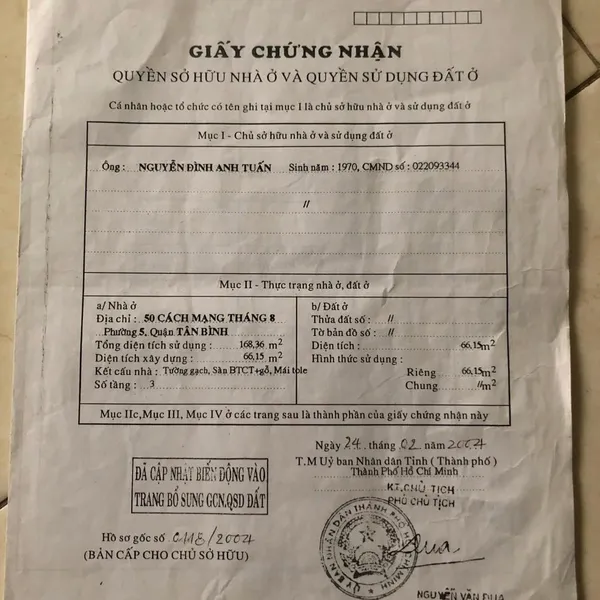 Bán nhà 708 - 710 - 712 CMT8, P. Tân Sơn Nhất, Quận Tân Bình