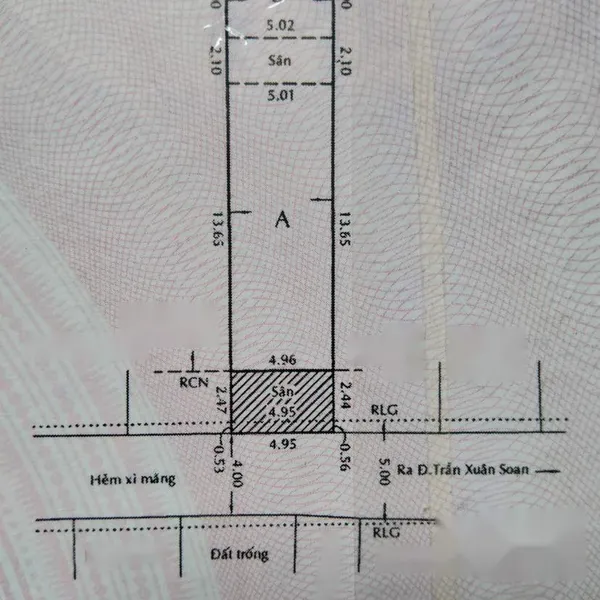 Nhà mặt tiền hẻm 253 Trần Xuân Soạn 5m x 23m