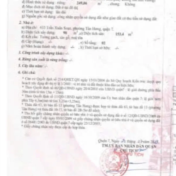 Bán tòa nhà 633 Trần Xuân Soạn, P. Tân Hưng, Quận 7