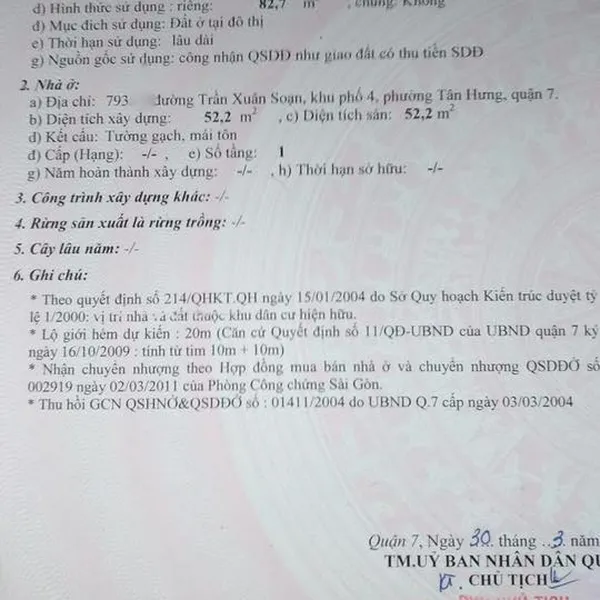 Bán nhà mặt tiền 793 Trần Xuân Soạn, 5m x 23.5m chỉ 11.5 tỷ