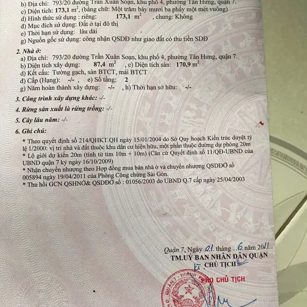 Bán nhà Kiều Đàm, 793/20 Trần Xuân Soạn, P. Tân Hưng, Quận 7